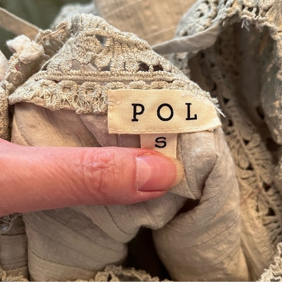 POL Long Sleeve Lace Eyelet Blouse Top Seafoam Women’s Size Small Bohemian Boho - Picture 8 of 8